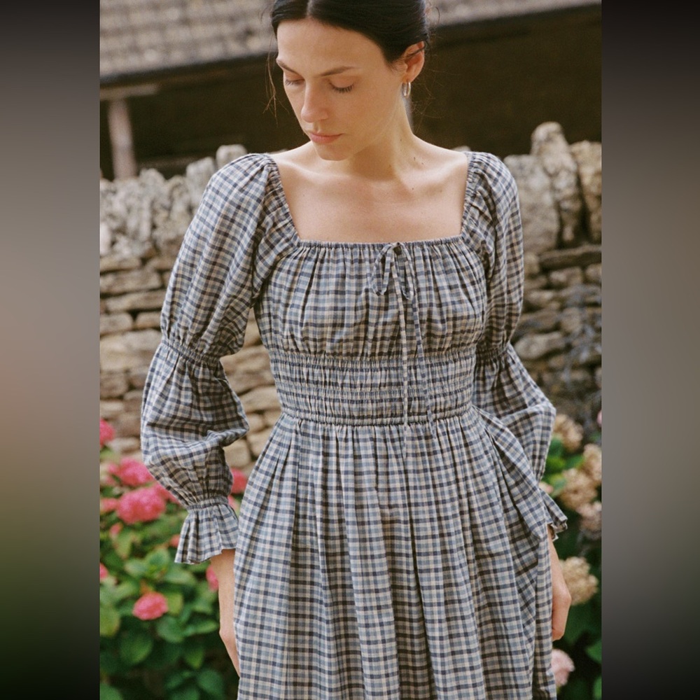 Christy Dawn Adelia Dress in Slate Gingham